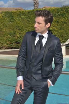 Smoking de mariage Karl Lagerfeld Marine revers noir